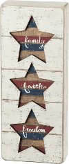 Patriotic Family Faith Freedom Slat Wood Box Sign