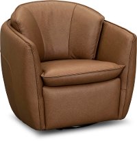 Modern Brown Leather Swivel Chair - Rangers