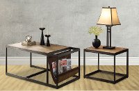 Simple Natural Brown Coffee Table and End Table Bundle - Elm