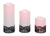 White Light Up Candles with Black Lace Set of 3