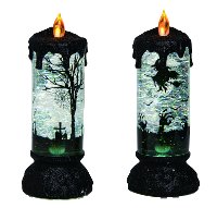 Assorted Slate, Black and Green Glitter Light Up Faux Candle
