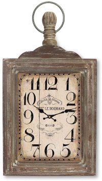 29 Inch Distressed Wood and Glass Wall Mount Clock