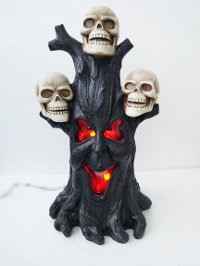 27 Inch Stump with Skulls and Flame