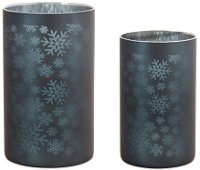 6 Inch Gray Glass with Snowflakes Votive Candle Holder