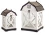 10 Inch White and Gray Wood and Metal Barn Lantern