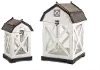10 Inch White and Gray Wood and Metal Barn Lantern