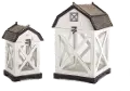 10 Inch White and Gray Wood and Metal Barn Lantern
