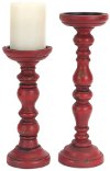 12 Inch Antique Red Wood Candle Holder