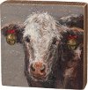 Snowy Steer Wooden Box Sign