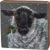 Snowy Sheep Wooden Box Sign