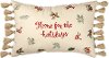 Linen Embroidered Home for the Holidays Throw Pillow with Tassels