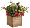 12 Inch Red Berry and Green Pine Cone Arrangement Box