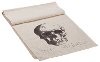Cream Table Runner with Black Skull and Gray Happy Halloween Writing