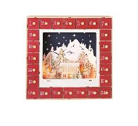 13 Inch LED Cabin and Deer Wooden Countdown with Red Drawers