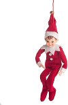 Red Boy Elf Ornament in Red and White Fleece
