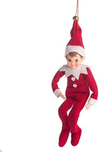 Red Boy Elf Ornament in Red and White Fleece