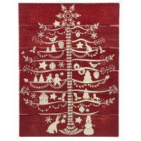 Tree Printed on Red Slats of MDF Wall Decor
