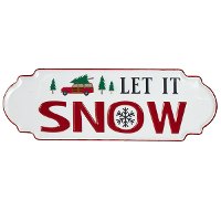 Red and White Let It Snow Iron Wall Decor