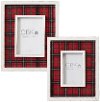 Wooden White Picture Frame with Red Plaid Detailing