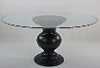 Clearance Glass Round Dining Room Table with Pedestal Base - Serena