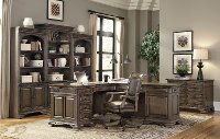 Chestnut Brown Bookcase Wall with Doors - Arcadia