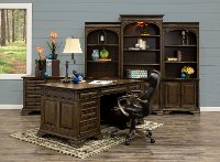 Chestnut Brown Bookcase Wall with Doors - Arcadia-2