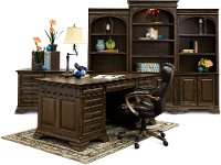 Chestnut Brown Bookcase Wall with Doors - Arcadia-3