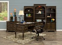Chestnut Brown Bookcase Wall with Doors - Arcadia-4