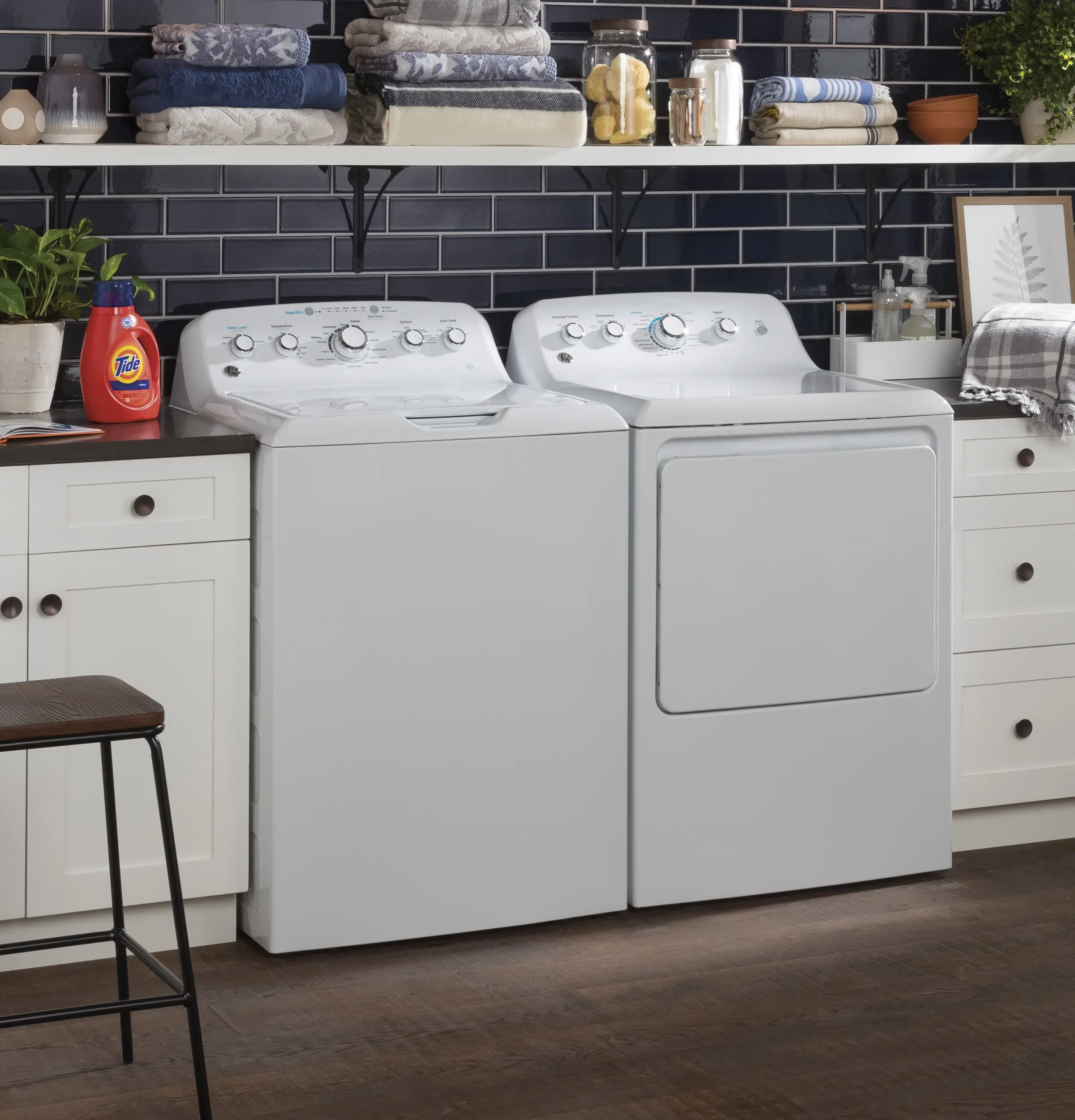 KIT GE 14 Cycle Top Load Washer and Electric Dryer Pair - White-3