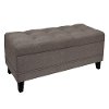 Gray Tufted Bench with Wooden Legs - Colin