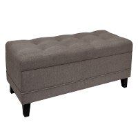 Coffee Brown Tweed Tufted Storage Bench - Colin