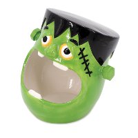 Green Ceramic Monster Candy Bowl with Wide Open Mouth