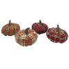 8 Inch Plaid Multi Color Pumpkin with Jute Rope and Stem