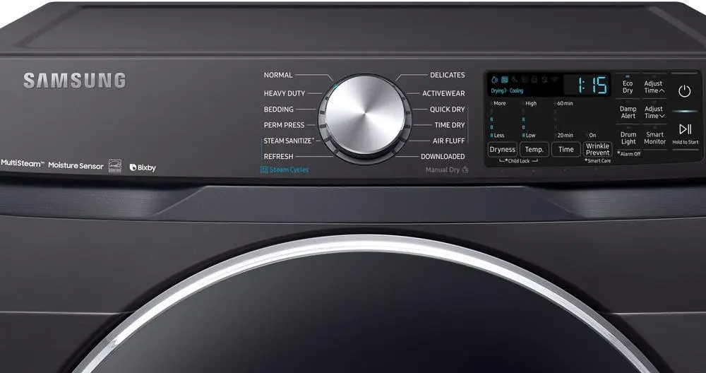 DVE45R6300V Samsung Steam Sanitize+ Electric Dryer - 7.5 cu. ft. Black Stainless Steel-3
