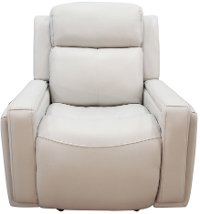 Contemporary Ice White Leather-Match Glider Recliner - Stratus-1
