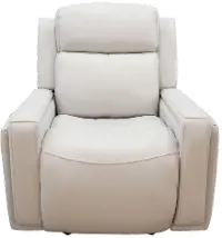 Stratus White Leather-Match Glider Recliner
