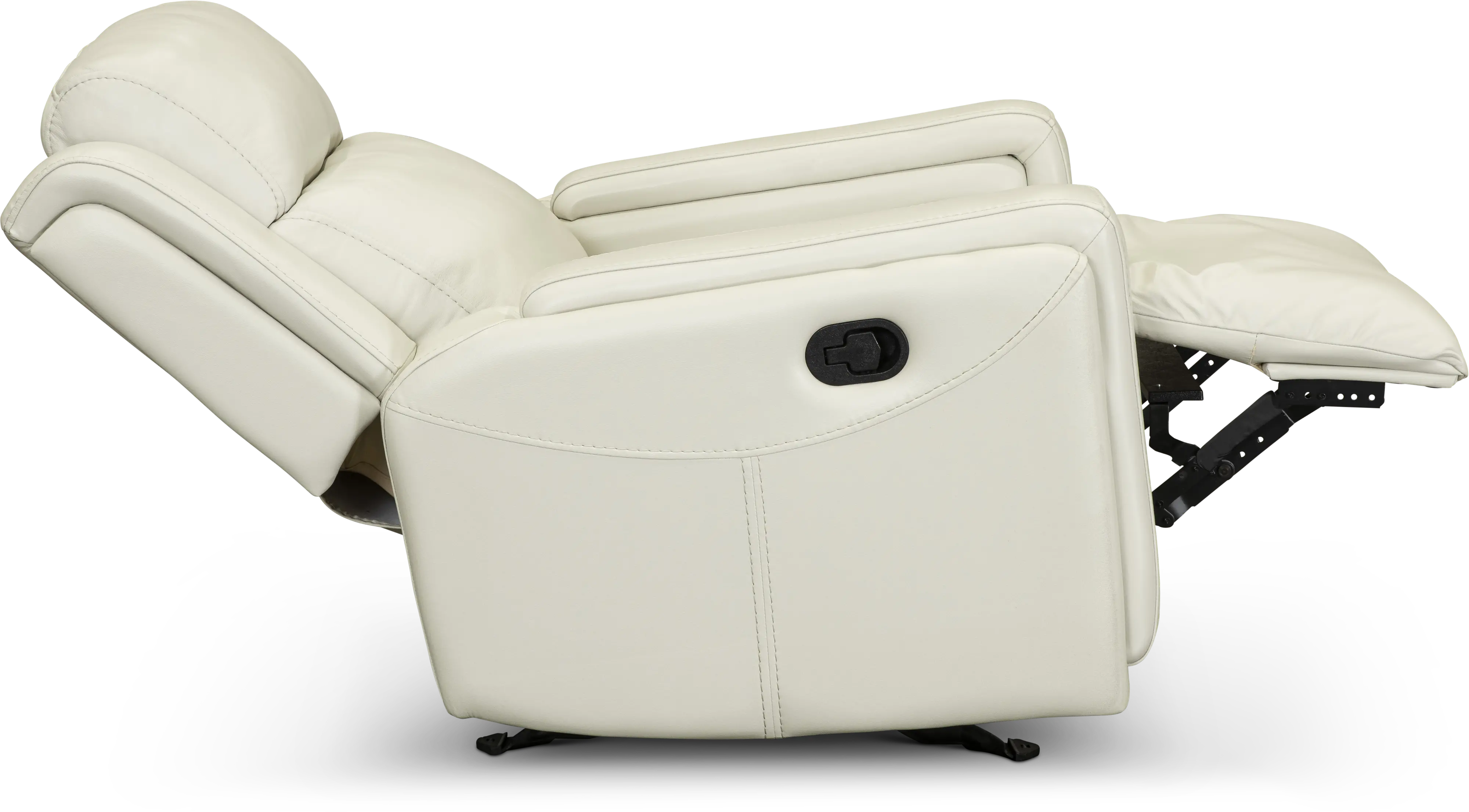 Stratus White Leather-Match Glider Recliner-3