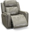 Contemporary Slate Gray Leather-Match Glider Recliner - Stratus