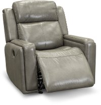 Contemporary Slate Gray Leather-Match Glider Recliner - Stratus