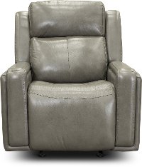 Contemporary Slate Gray Leather-Match Glider Recliner - Stratus-2