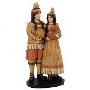 Resin Indian Couple Figurine Holding a Pumpkin and Turkey