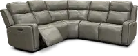 Gray Leather-Match 5 Piece Power Reclining Sectional Sofa - Stratus