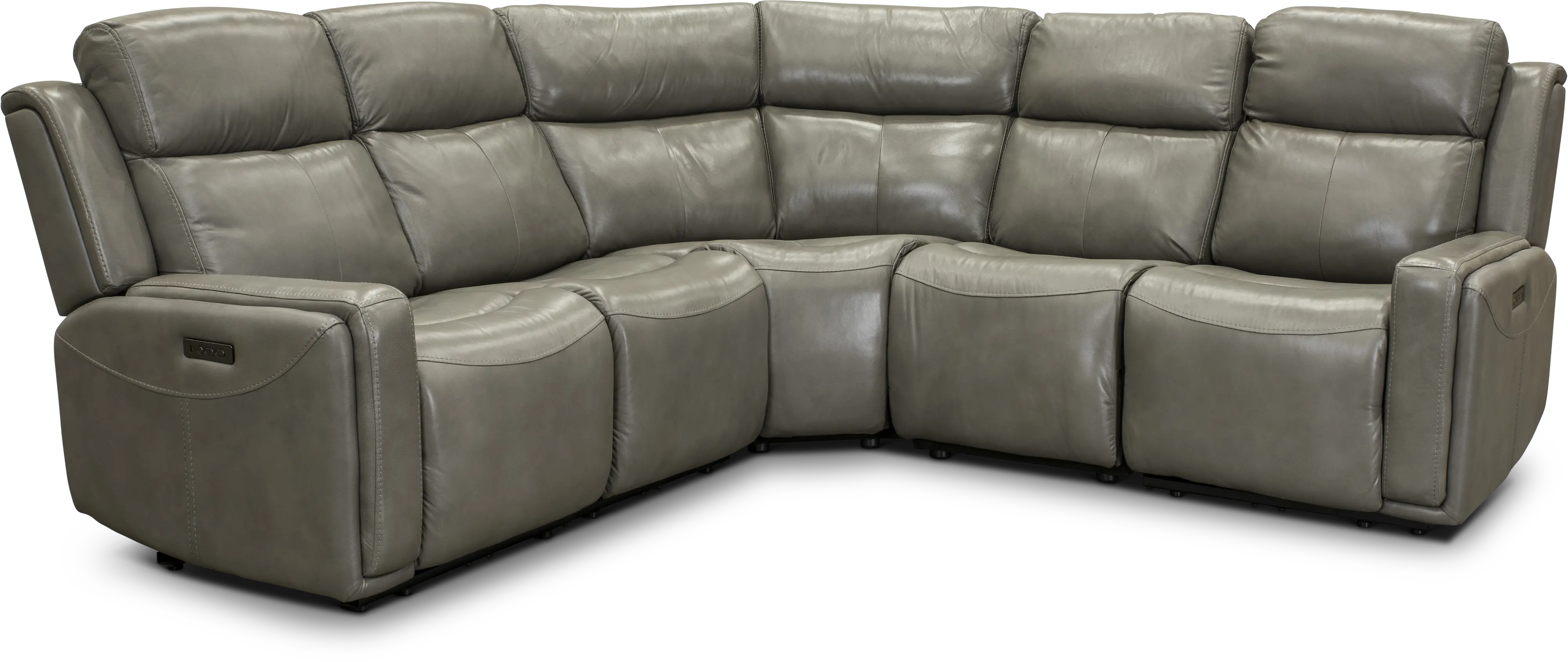 Gray Leather-Match 5 Piece Power Reclining Sectional Sofa - Stratus-2