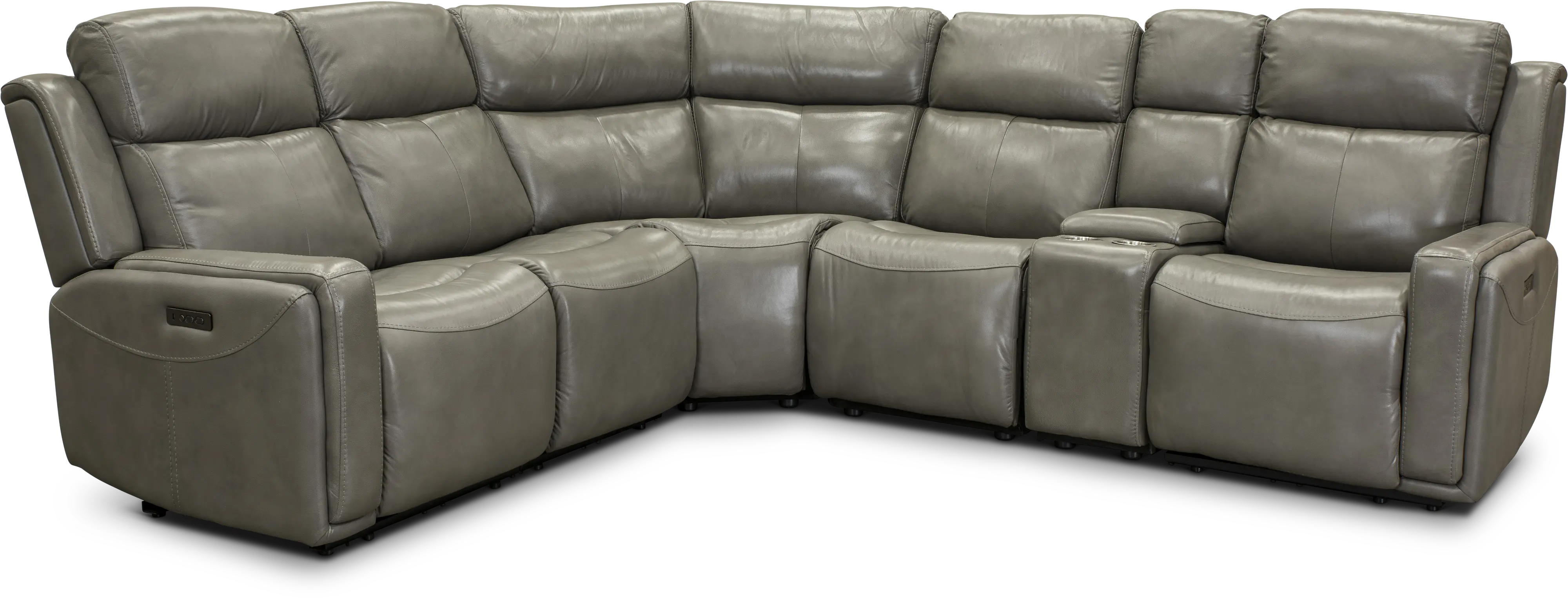 Gray Leather-Match 6 Piece Power Reclining Sectional Sofa - Stratus-1