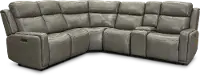 Gray Leather-Match 6 Piece Power Reclining Sectional Sofa - Stratus