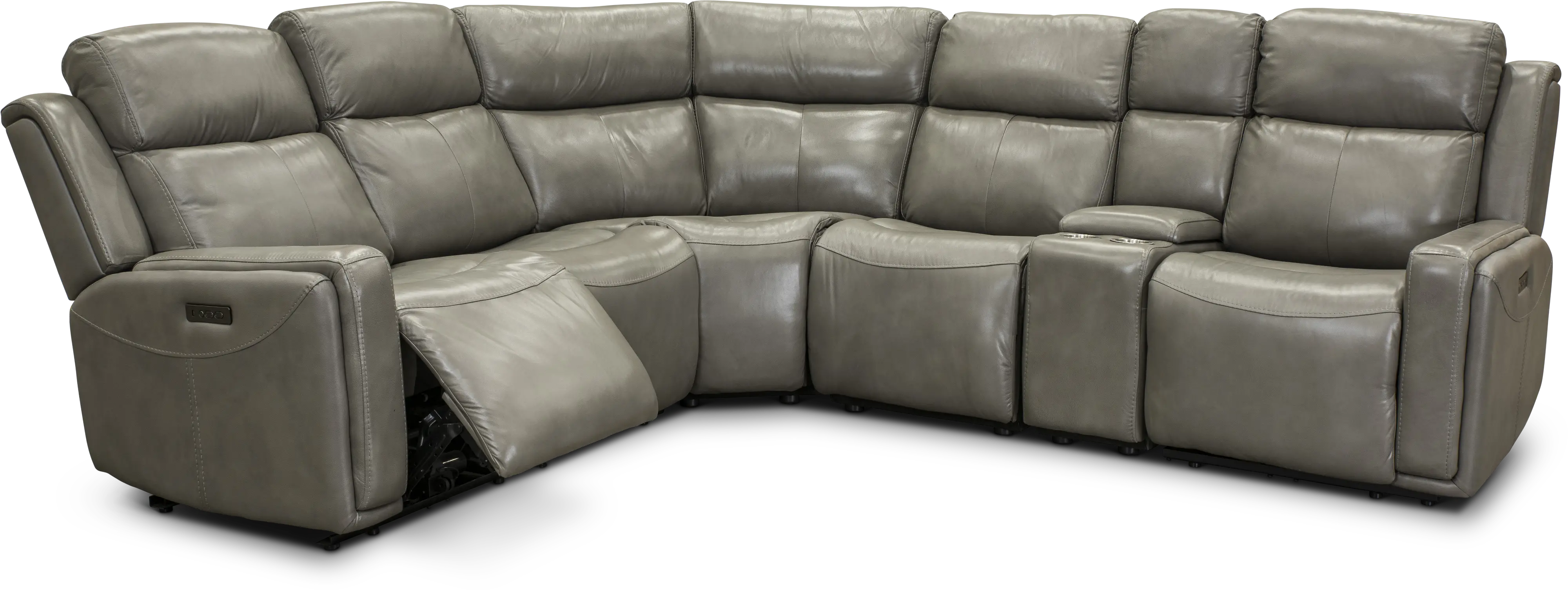 Gray Leather-Match 6 Piece Power Reclining Sectional Sofa - Stratus-2