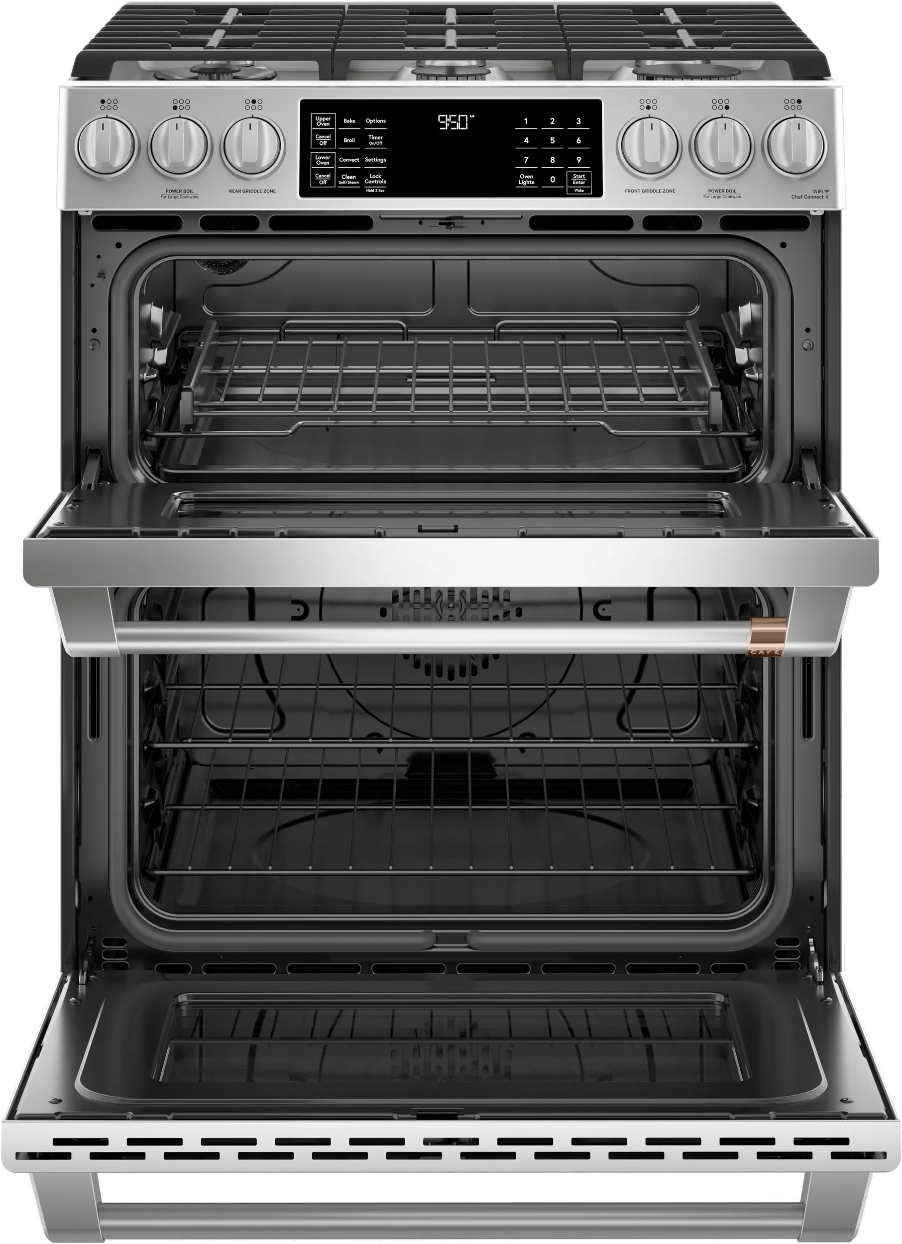 C2S950P2MS1 Cafe 30 Inch Dual Fuel Slide In Smart Range - Stainless Steel-2
