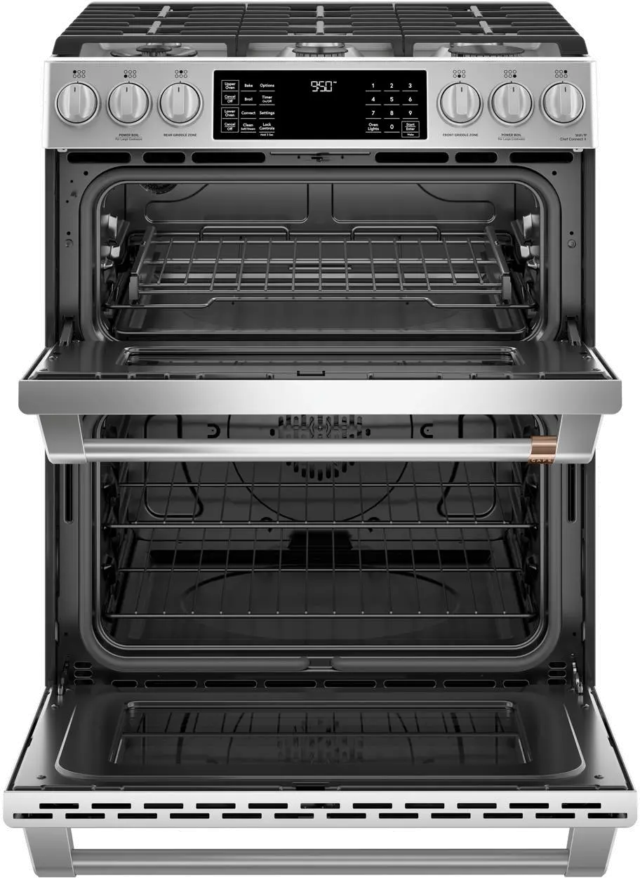 C2S950P2MS1 Cafe 30 Inch Dual Fuel Slide In Smart Range - Stainless Steel-6