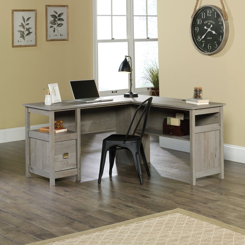 Cannery Bridge Oak L Shape Home Office, L Shaped Home Office Desk With Drawers