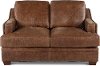 Classic Contemporary Brown Leather Loveseat - Antique